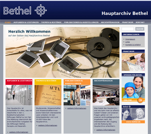 Sie werden automatisch weitergeleitet zum Hauptarchiv-Bethel